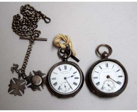 A Henry E Peck double half hunter pocketwatch marked 935 silver with cream dial and subsidiary seconds dial, together and ano