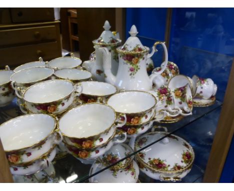 A Part Royal Albert 'Old Country Roses' Part Set, comprising tea pot, coffee pot, ten soup bowls, one vegetable dish and cove