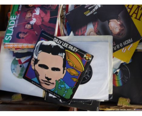 A Large Quantity, five boxes in total, of vintage 45's A B Vinyl, primarily pop music from the 50's, 60's, 70's and 80's.