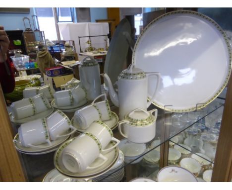 A Part Noritake Coffee Set, comprising six coffee cans and saucers, sugar bowl, coffee pot and large cake plate together with