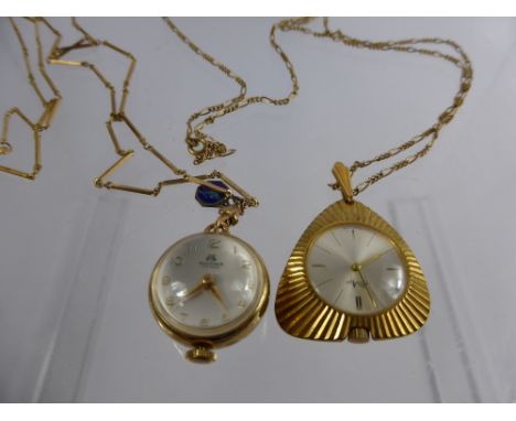 A Vintage Bel Art Pendant Watch on Chain, together with a Butherer bubble pendant watch on chain. (2)