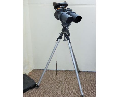WWII German 10 x 80 'Flak Binoculars', with the original tripod, padded visor and lens shields. Jos Schneider & Co, Kreuznach