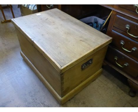 A Vintage Pine Blanket Box, approx 70 x 46 x 44 cms, together with an oak towel rail.