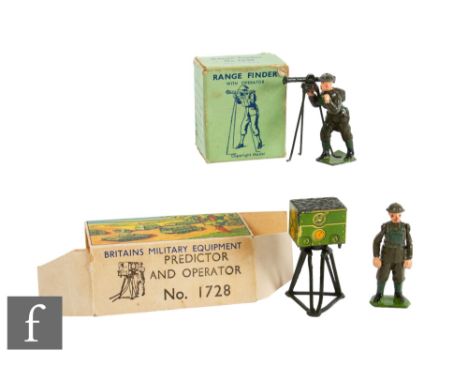 Two Britains toy soldier sets, 1639 Range Finder (1946 version) comprising Tripod Mounted Range Finder with Operator, and 172