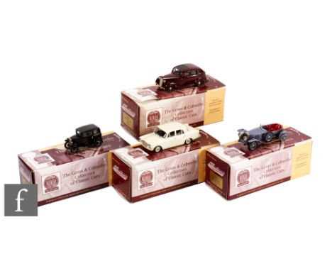 Four Milestone&nbsp;Miniatures Gems &amp; Cobwebs Collection 1:43 scale white metal models, to include VM4M Vauxhall J Type, 