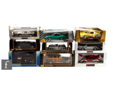 A collection of 1:18 scale diecast models by UT Models, Maisto, Bburago and similar, to include Porsche 911 GT1, Ford Model T