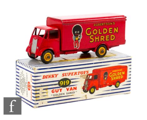 A Dinky 919 Guy Van 'Robertson's Golden Shred', in red with silver trim and yellow Supertoy hubs with black smooth tyres, in 