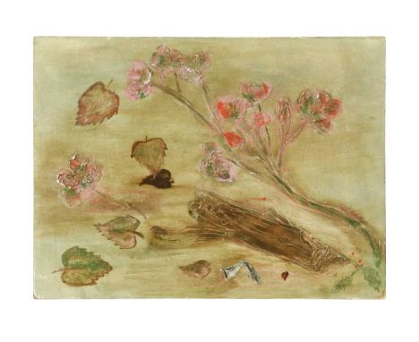 A group of four unframed oil on boards, to include two floral still lifes, a landscape, and a portrait of a woman