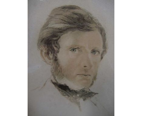 After John Ruskin (British, 1819-1900), Self portrait, print, bears the signature in ink 'J Ruskin', 18 x 13.5 cm