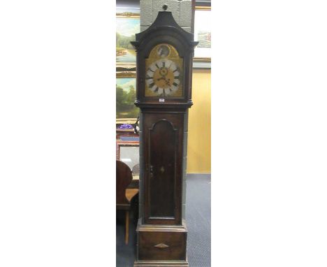 An oak longcase clock, signed 'William Vise, Wisbeach', with 8 day movement, now in a later case, with weights and pendulum 2