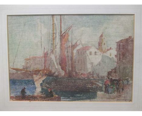 After William Lee Hankey, Boats in port, possibly a print, 24 x 35cm