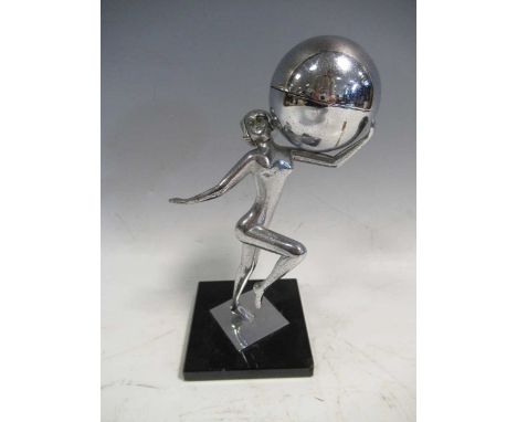 An Art Deco chrome figural table lighter