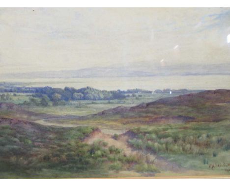 R H Seddon, estuary scene, watercolour, signed dated '95, 21.5 x 30.5cm; and a 20th century still life painting of roses in a