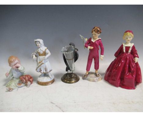 A Royal Worcester figure 'The Parakeet', another 'Grandmother's Dress', items of Peter Rabbit porcelain to include cups and s