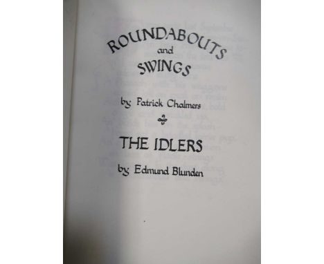 Mary Shaw, Two manuscript verses by P Chalmers &amp; E Blunden 'Roundabouts &amp; Swings' 1945/46, and a sampler in needlewor