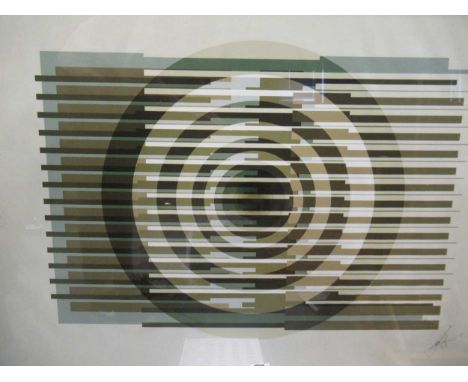 A large modern print in the manner of Victor Vasarely signed indistinctly 68 x 98.5cm