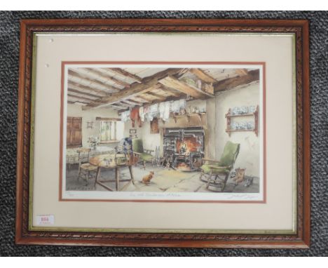 A Ltd Ed print, after Judy Boyes, An Old Cumbrian Kitchen, signed and num 608/850, 26 x 38cm, plus frame and glazed