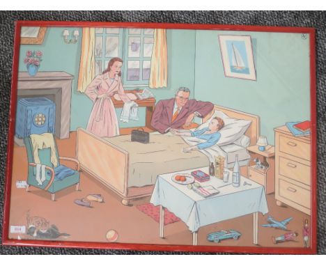 A print, La malade, the patient, 52 x 70cm, plus frame and glazed