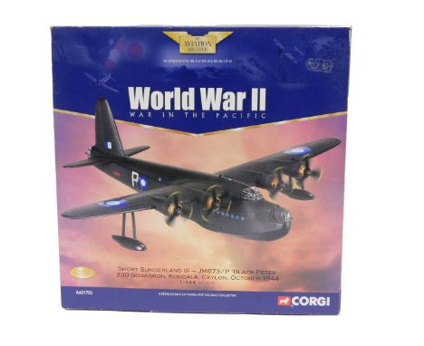 Corgi The Aviation Archive World War II War in the Pacific diecast plane, Short Sunderland III - JM673/P Black Peter 230 Squa