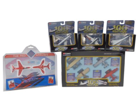Corgi boxed diecast planes, including 100 Years of Flight Boeing 747 PanAm CS9139, CS90137 Douglas DC3 American Airlines, CS9