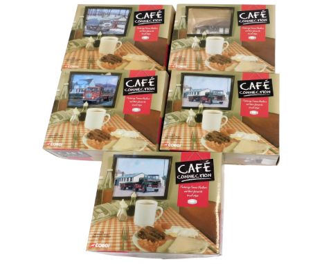 Corgi Cafe Connection boxed diecast set, including 1:50 scale model, one ?? cast diorama, and a numbered limited edition post