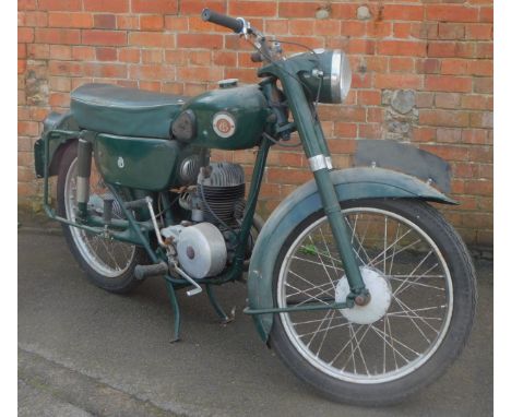 A 1950's Francis Barnett Falcon 70, with Villiers engine, green, 6048 recorded miles, V5 not present, owner's manual present.