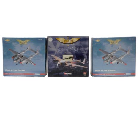 Corgi The Aviation Archive 1:72 and 1:44 scale diecast planes, including War in the Pacific New Guinea P-38J-15 Lightning-Mar