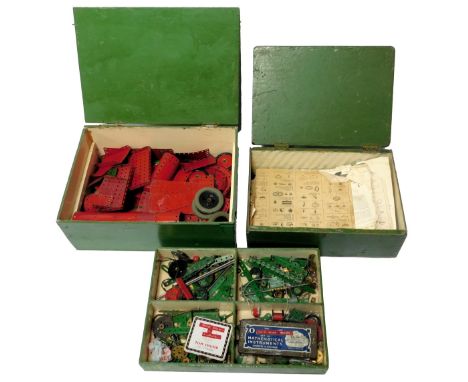 Meccano, including outfit instruction books including Outfit Number 7 and 8, Meccano instructions for Accessory Outfit 6A, et