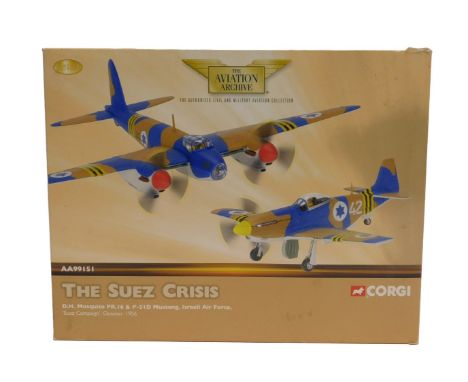 Corgi The Aviation Archive 1:72 scale AA99151 The Suez Crisis De Havilland Mosquito PR.16 and P51D Mustang, Israeli Air Force