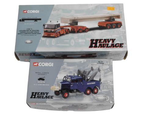 Corgi Heavy Haulage boxed diecast, including 17502 Pickfords Scammell Constructer wrecker and CC11802 Leyland DAF 85 tractor,