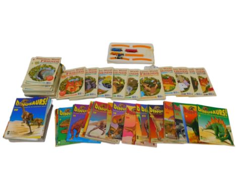 Thomas the Tank Engine by Play Trains gift set, and various magazines including Farthing Wood Friends, Dinosaurs, etc. (a qua