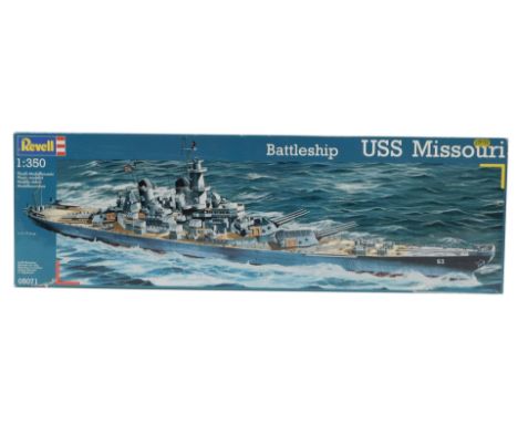 A Revell 1:350 scale model kit of the Battleship US Missouri, 05071, boxed. 
