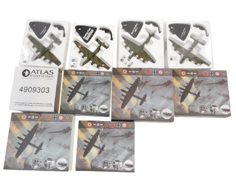 Atlas Editions diecast planes, including a Handley Page Halifax, Short Sterling mark 1, Defence of the Reich North American M