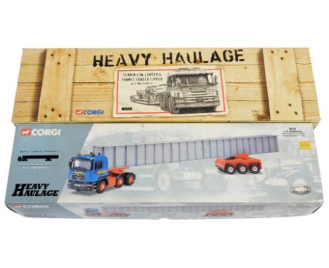 Corgi Heavy Haulage boxed diecast, including 76802 MAN tractor unit Bogie and bridge beam load IR Dunkley, and CC12210 Scania