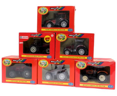 Britains 1:32 scale boxed diecast farming equipment, including 09449 Massey Ferguson 6140 tractor, 40804 Steyr 6135 Profi tra