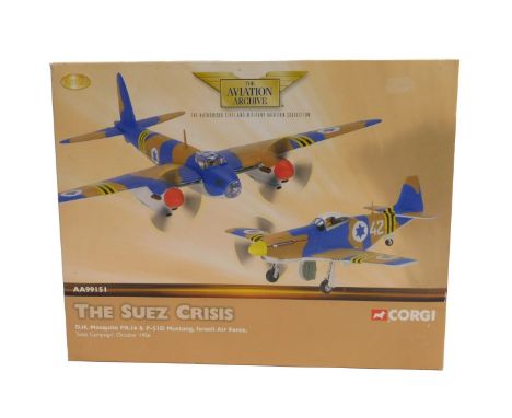 Corgi The Aviation Archive 1:72 scale AA99151 The Suez Crisis De Havilland Mosquito PR.16 and P51D Mustang, Israeli Air Force