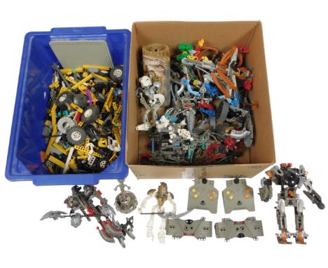 Various Bionicle and Lego Technic figures and sets. (2 boxes)