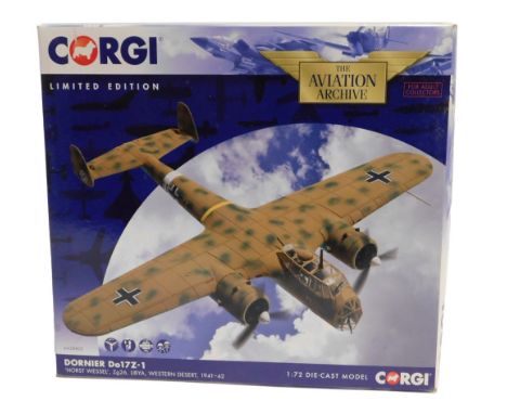 Corgi The Aviation Archive 1:72 scale AA38805 Dornier DO17Z-1 Horst Wessel, ZG26, Libya, Western Desert, 1941-42, boxed. 