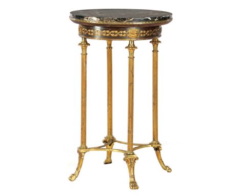 Oval side table after an antique model with marble top, 80 cm high, 38x50 cm