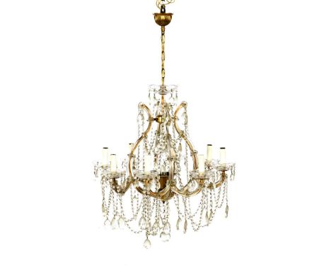 Classic 8-armed and 9-light crystal chandelier, 105 cm high