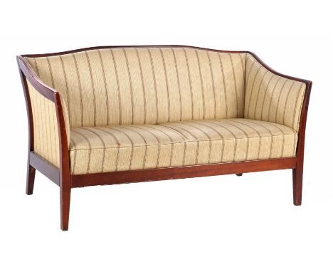 Teak 2-seater sofa with striped upholstery, 132 cm wide