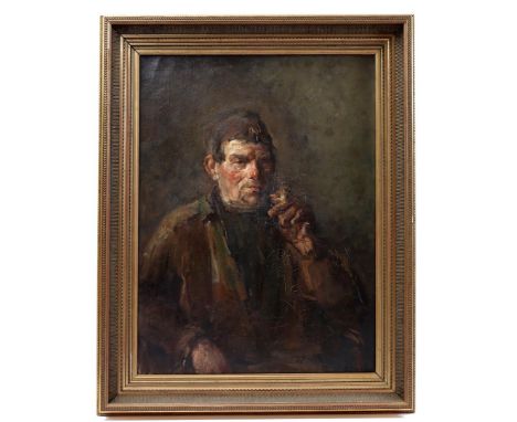 Dirk Willem (Meelis) Meeles (1872-1958)Portrait of a man with a pipe, canvas 80x60 cm