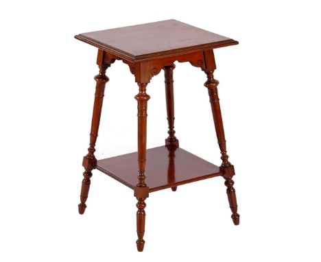 Walnut side table with decorated legs and bottom shelf, 65 cm high, 40 cm wide and 39 cm deep