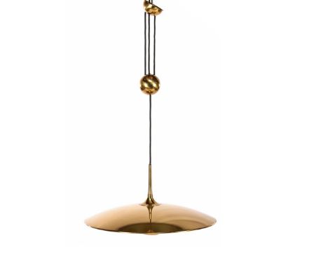 Florian Schulz (1946-)Brass bowl pendant lamp, design Florian Schulz model Onos 55, Germany mid 20th century, 54 cm diameter
