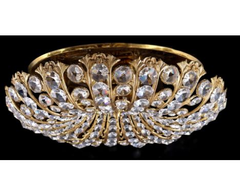 Round brass 5-light ceiling lamp with crystal spikes, 47 cm diameter