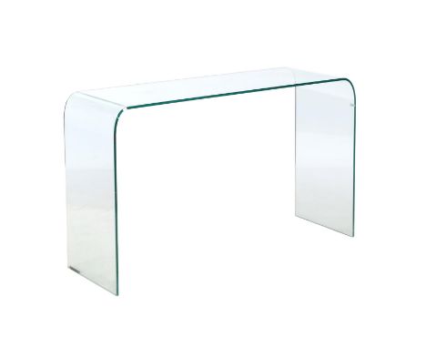 Glass wall table inspired by FIAM Italia model waterfall, 71 cm high, 120 cm wide and 40 cm deep