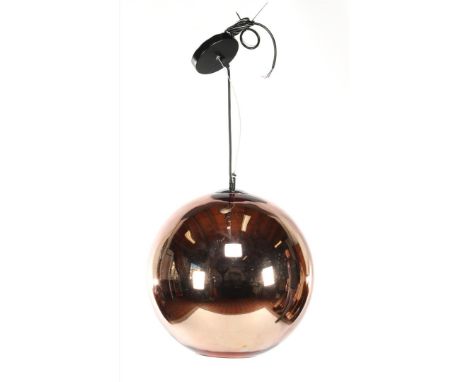 Modern copper-coloured glass hanging lamp, 37 cm diameter