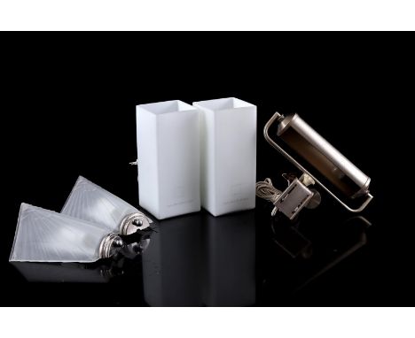 2 glass ice cube lamps, design Jan Des Bouvrie, 22 cm high, 2 Art Deco glass wall lamps, 20x16 cm and metal piano lamp, 27 cm