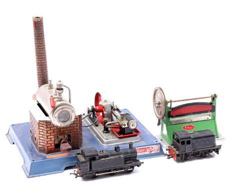Wilesco metal steam engine, 26x20 cm, 24 cm high, Triangle locomotive R55 no. 47606 and Triangle Dock Authority no. 352 locom
