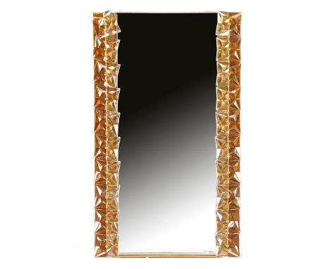 Gold-coloured aluminum and plastic 12-light rectangular mirror, Western Europe, second half of the 20th century, 100x60 cm